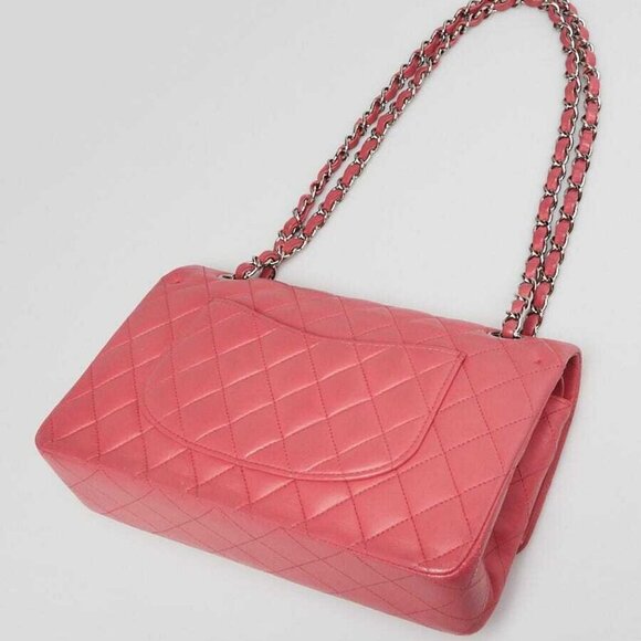 Chanel Pink Quilted Lambskin Leather Classic Medium Double Flap Bag - Picture 2 of 9